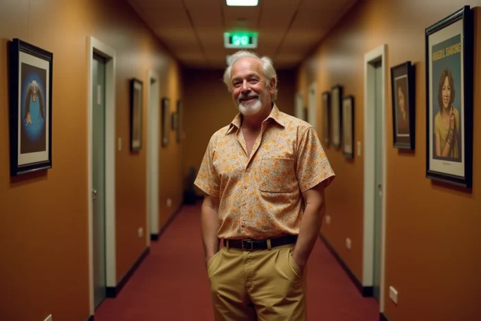 Animateur humoristique français des années 90 dont la stature imposante est visible en coulisses